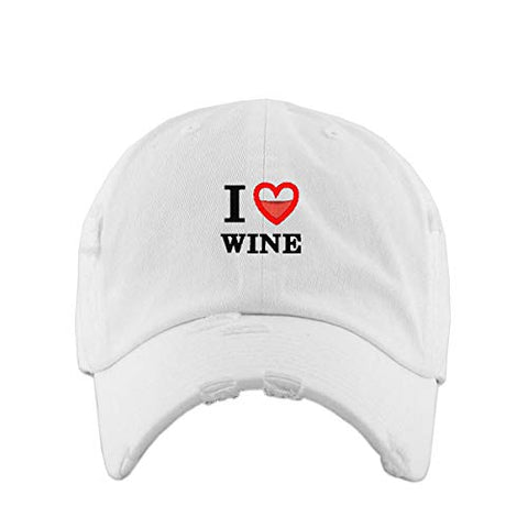 I Love Wine Vintage Baseball Cap Embroidered Cotton Adjustable Distressed Dad Hat