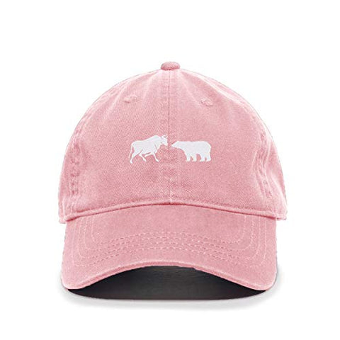 Bull and Bear Market Baseball Cap Embroidered Cotton Adjustable Dad Hat