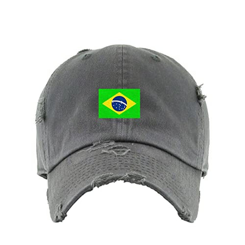 Brazil Flag Vintage Baseball Cap Embroidered Cotton Adjustable Distressed Dad Hat