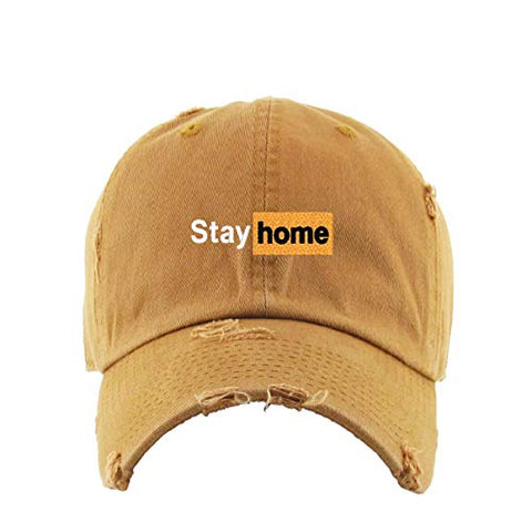 Stay Home Vintage Baseball Cap Embroidered Cotton Adjustable Distressed Dad Hat