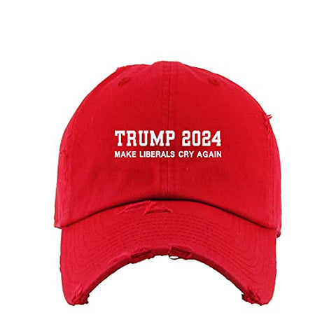 Trump Make Liberals Cry Again Vintage Baseball Cap Embroidered Cotton Adjustable Distressed Dad Hat