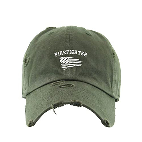 Fire Fighter Vintage Baseball Cap Embroidered Cotton Adjustable Distressed Dad Hat