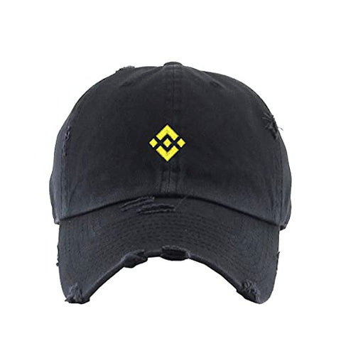 Binance Vintage Baseball Cap Embroidered Cotton Adjustable Distressed Dad Hat