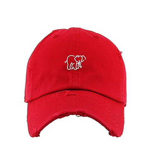 Elephant Vintage Baseball Cap Embroidered Cotton Adjustable Distressed Dad Hat