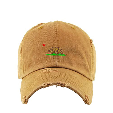 California Bear Vintage Baseball Cap Embroidered Cotton Adjustable Distressed Dad Hat