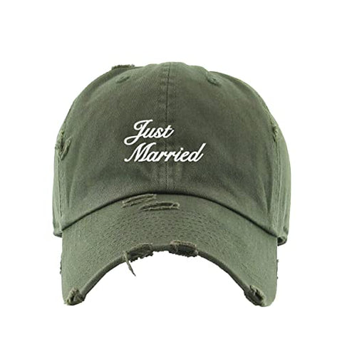 Just Married Vintage Baseball Cap Embroidered Cotton Adjustable Distressed Dad Hat