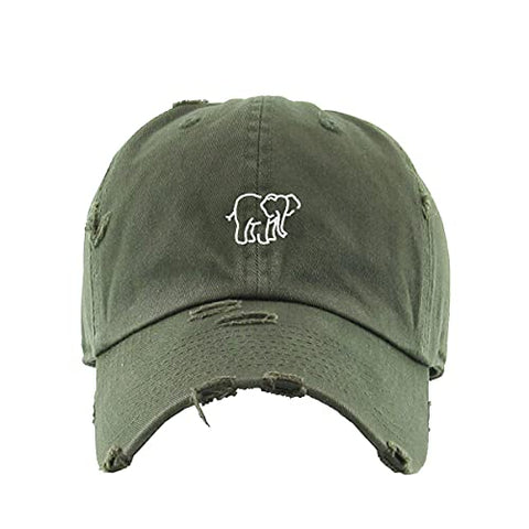 Elephant Vintage Baseball Cap Embroidered Cotton Adjustable Distressed Dad Hat