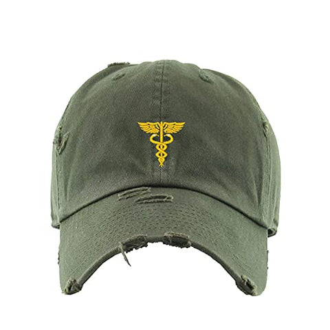 Caduceus Vintage Baseball Cap Embroidered Cotton Adjustable Distressed Dad Hat