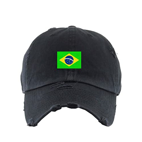 Brazil Flag Vintage Baseball Cap Embroidered Cotton Adjustable Distressed Dad Hat