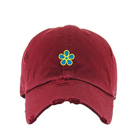 Forget Me Not Masonic Flower Vintage Baseball Cap Embroidered Cotton Adjustable Distressed Dad Hat