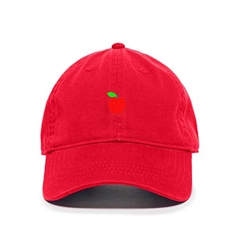 Red Apple Baseball Cap Embroidered Cotton Adjustable Dad Hat