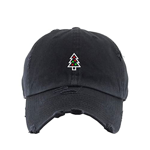 Christmas Tree Vintage Baseball Cap Embroidered Cotton Adjustable Distressed Dad Hat