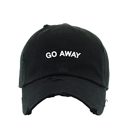 Go Away Vintage Baseball Cap Embroidered Cotton Adjustable Distressed Dad Hat