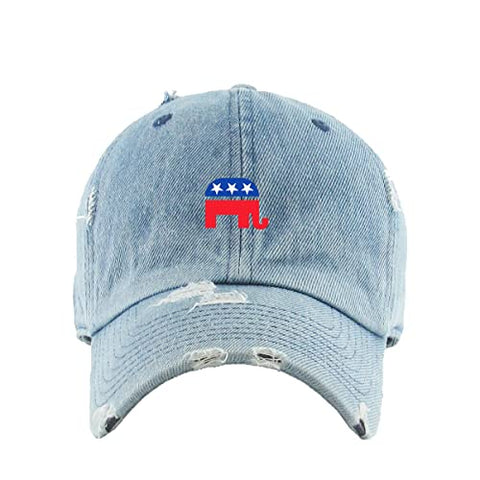 Republican Elephant Vintage Baseball Cap Embroidered Cotton Adjustable Distressed Dad Hat