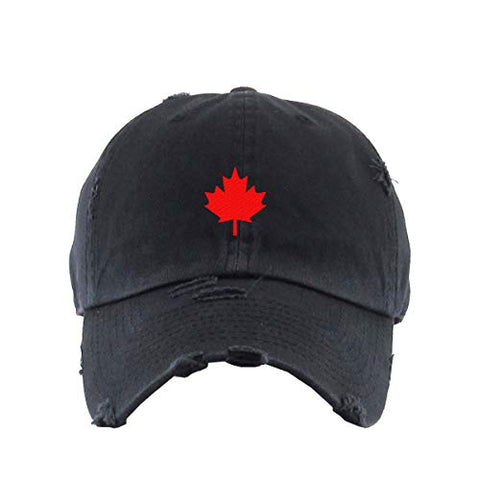 Canada Flag Red Maple Leaf Vintage Baseball Cap Embroidered Cotton Adjustable Distressed Dad Hat