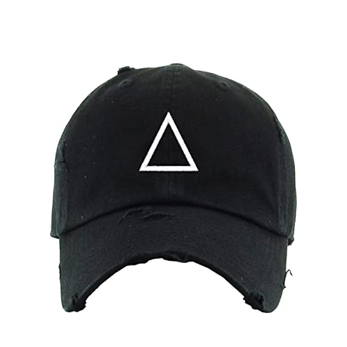 Triangle Korean Letter J Vintage Baseball Cap Embroidered Cotton Adjustable Distressed Dad Hat