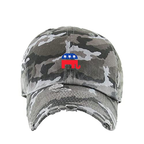 Republican Elephant Vintage Baseball Cap Embroidered Cotton Adjustable Distressed Dad Hat