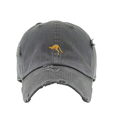 Kangaroo Vintage Baseball Cap Embroidered Cotton Adjustable Distressed Dad Hat