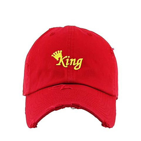 King Vintage Baseball Cap Embroidered Cotton Adjustable Distressed Dad Hat