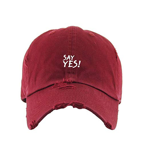 Say Yes Vintage Baseball Cap Embroidered Cotton Adjustable Distressed Dad Hat