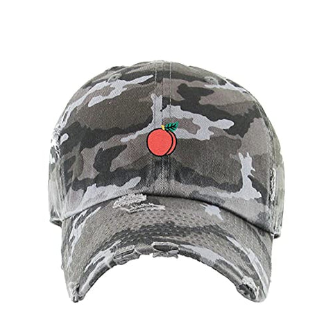 Peach Vintage Baseball Cap Embroidered Cotton Adjustable Distressed Dad Hat