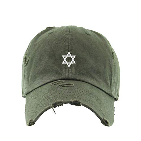 Jewish Star Vintage Baseball Cap Embroidered Cotton Adjustable Distressed Dad Hat