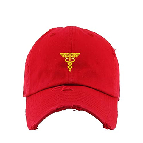 Caduceus Vintage Baseball Cap Embroidered Cotton Adjustable Distressed Dad Hat