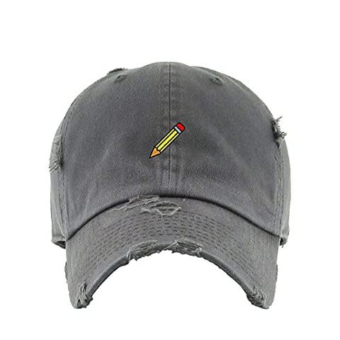 Pencil Vintage Baseball Cap Embroidered Cotton Adjustable Distressed Dad Hat