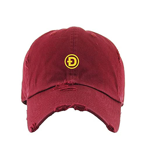 Dogecoin D Vintage Baseball Cap Embroidered Cotton Adjustable Distressed Dad Hat