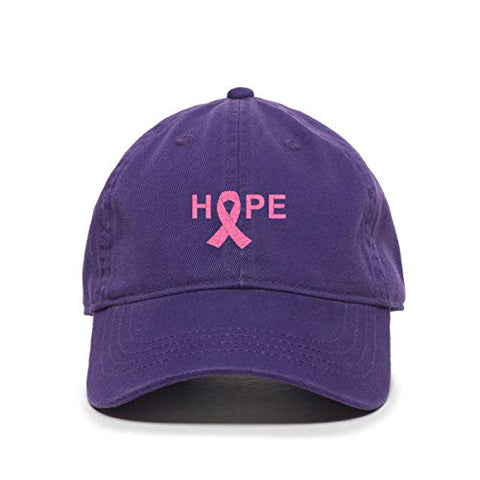 Hope with Ribbon Baseball Cap Embroidered Cotton Adjustable Dad Hat