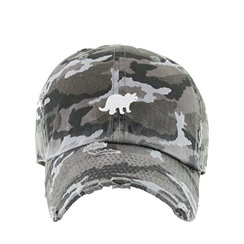 Triceratops Dinosaur Vintage Baseball Cap Embroidered Cotton Adjustable Distressed Dad Hat