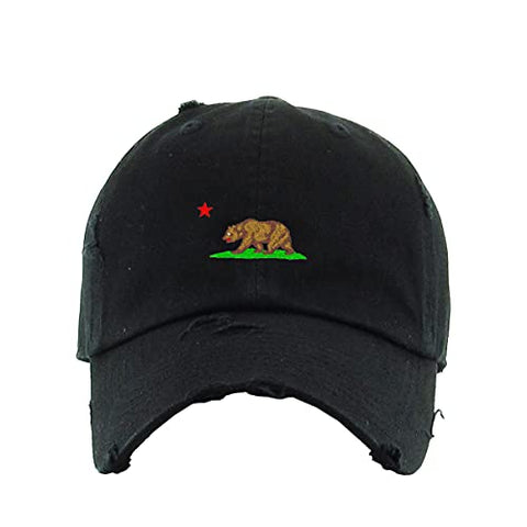 California Bear Vintage Baseball Cap Embroidered Cotton Adjustable Distressed Dad Hat