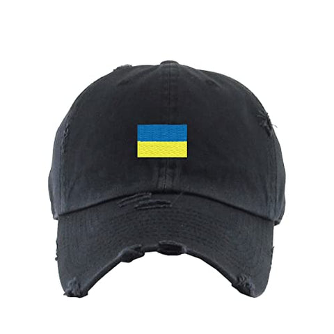 Ukraine Flag Vintage Baseball Cap Embroidered Cotton Adjustable Distressed Dad Hat