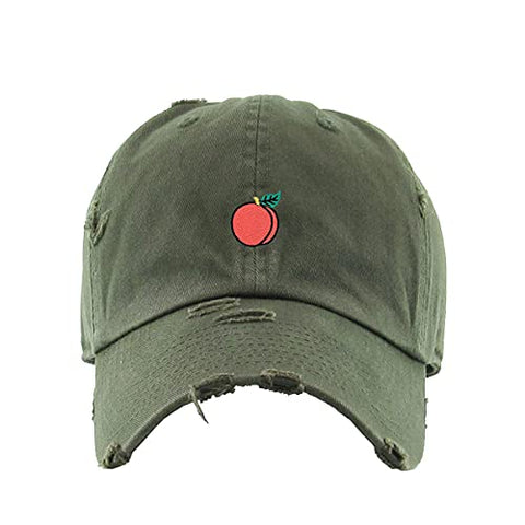 Peach Vintage Baseball Cap Embroidered Cotton Adjustable Distressed Dad Hat