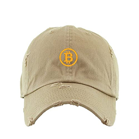 Bitcoin B Vintage Baseball Cap Embroidered Cotton Adjustable Distressed Dad Hat