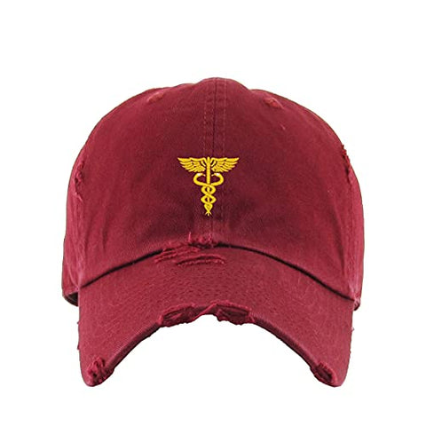 Caduceus Vintage Baseball Cap Embroidered Cotton Adjustable Distressed Dad Hat