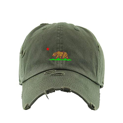 California Bear Vintage Baseball Cap Embroidered Cotton Adjustable Distressed Dad Hat