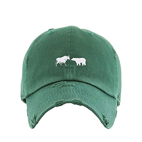 Bull and Bear Market Vintage Baseball Cap Embroidered Cotton Adjustable Distressed Dad Hat