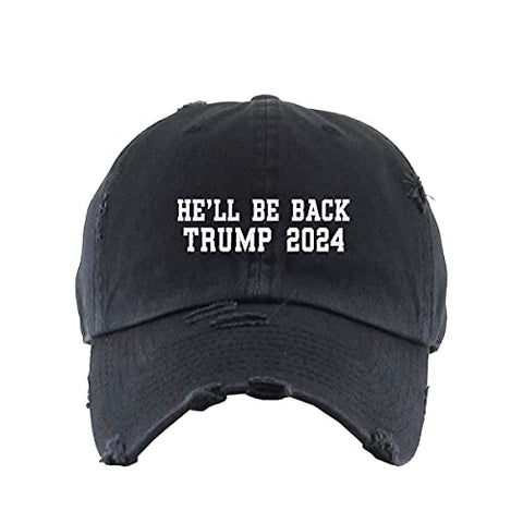 He Will Be Back Trump 2024 Vintage Baseball Cap Embroidered Cotton Adjustable Distressed Dad Hat