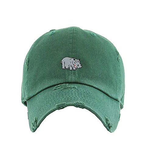 Hippopotamus Vintage Baseball Cap Embroidered Cotton Adjustable Distressed Dad Hat