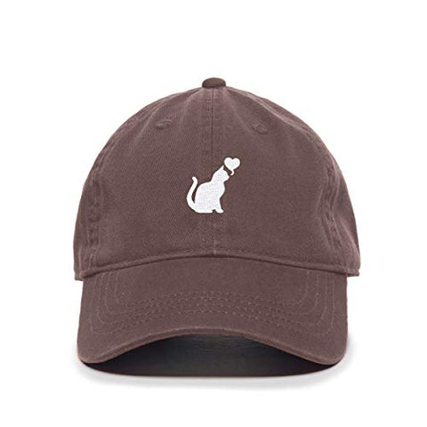 Cat with Heart Baseball Cap Embroidered Cotton Adjustable Dad Hat