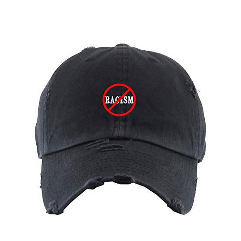 No Racism Vintage Baseball Cap Embroidered Cotton Adjustable Distressed Dad Hat