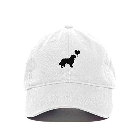 Dog with Heart Baseball Cap Embroidered Cotton Adjustable Dad Hat