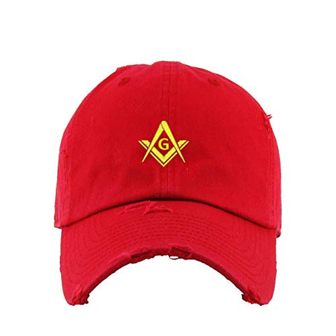 Masonic Symbol Vintage Baseball Cap Embroidered Cotton Adjustable Distressed Dad Hat