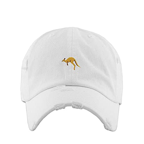 Kangaroo Vintage Baseball Cap Embroidered Cotton Adjustable Distressed Dad Hat