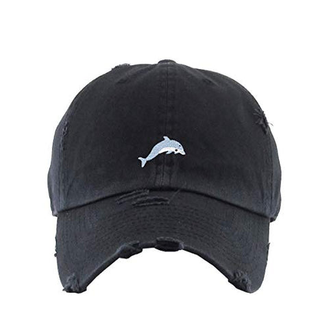 Dolphin Vintage Baseball Cap Embroidered Cotton Adjustable Distressed Dad Hat