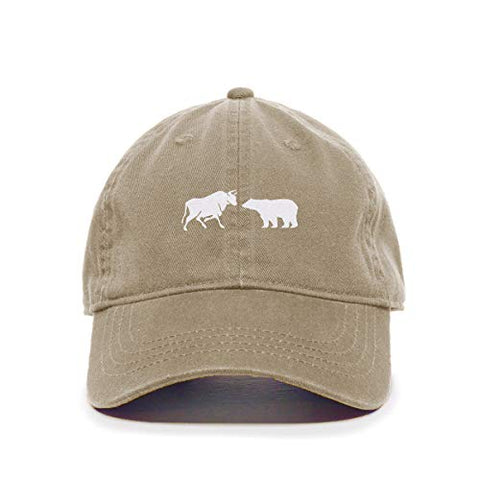 Bull and Bear Market Baseball Cap Embroidered Cotton Adjustable Dad Hat