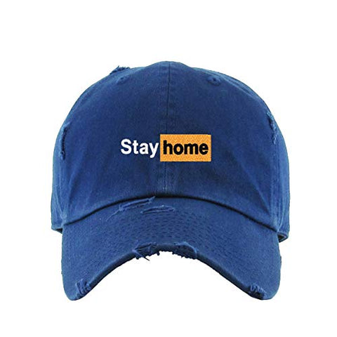 Stay Home Vintage Baseball Cap Embroidered Cotton Adjustable Distressed Dad Hat