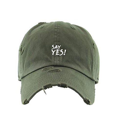 Say Yes Vintage Baseball Cap Embroidered Cotton Adjustable Distressed Dad Hat