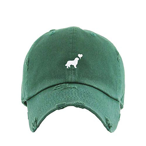 Dog with Heart Vintage Baseball Cap Embroidered Cotton Adjustable Distressed Dad Hat